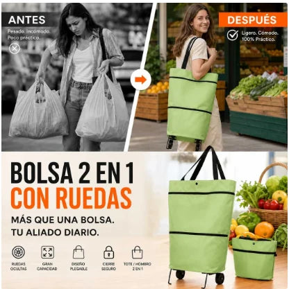 Antes y después: bolso 2 en 1 con ruedas para hacer las compras más cómodo