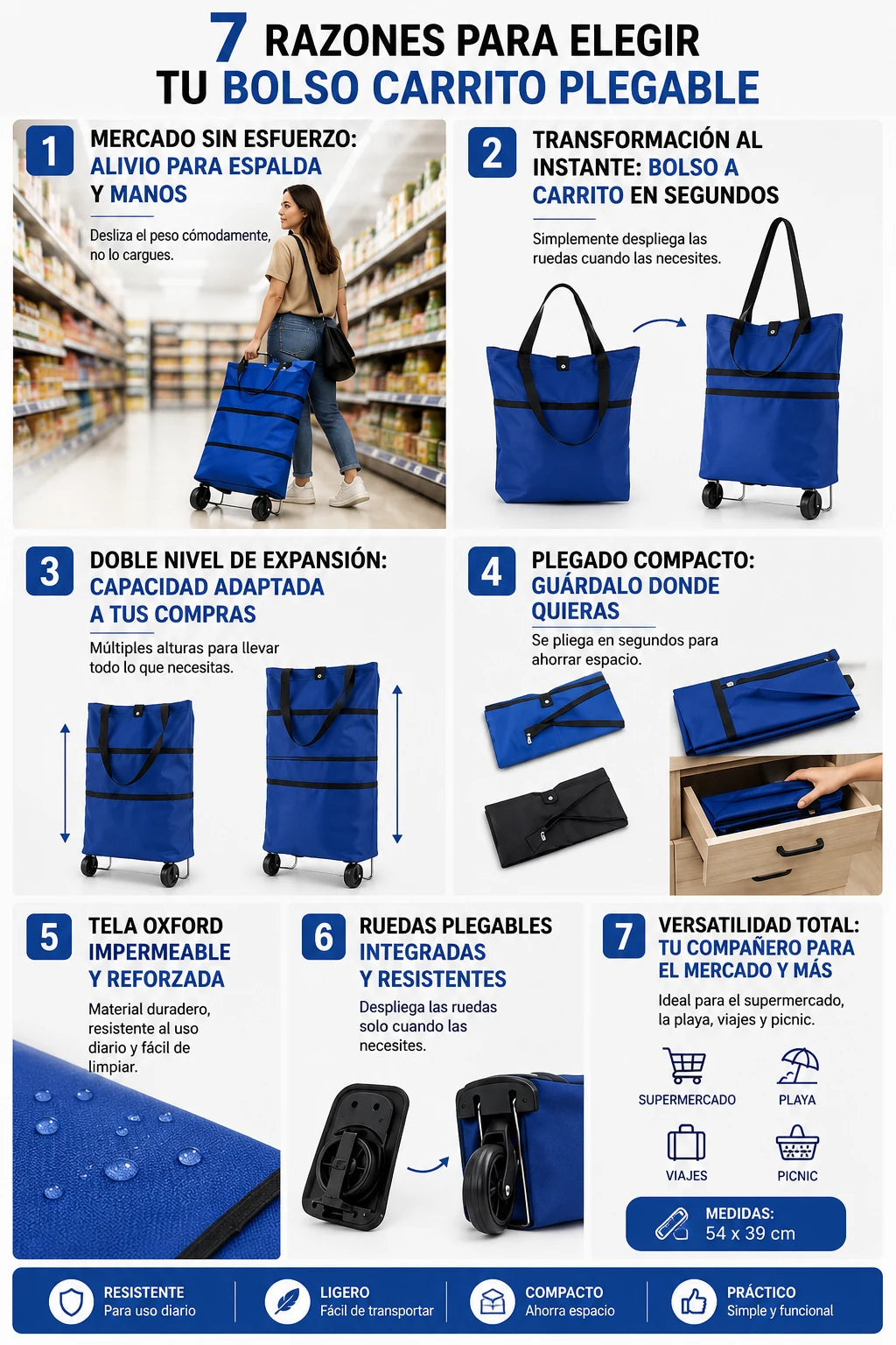 7 razones para elegir el bolso carrito plegable