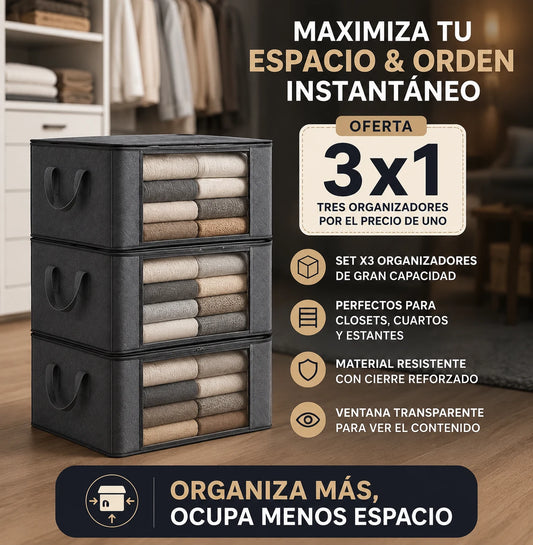Set de organizadores plegables 3x1 para ropa